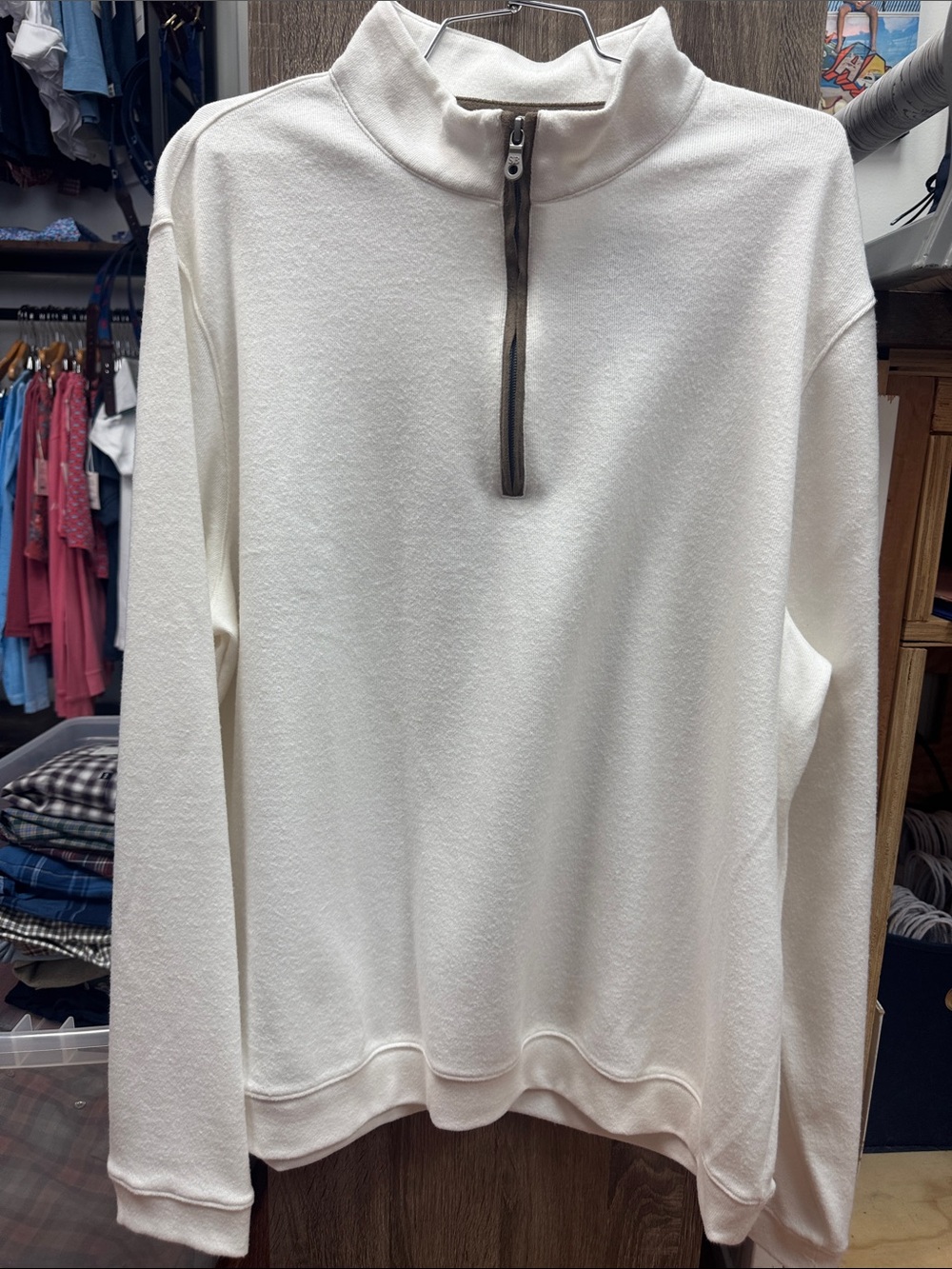 Men's Cream Half-Zip Pullover Sweatshirt